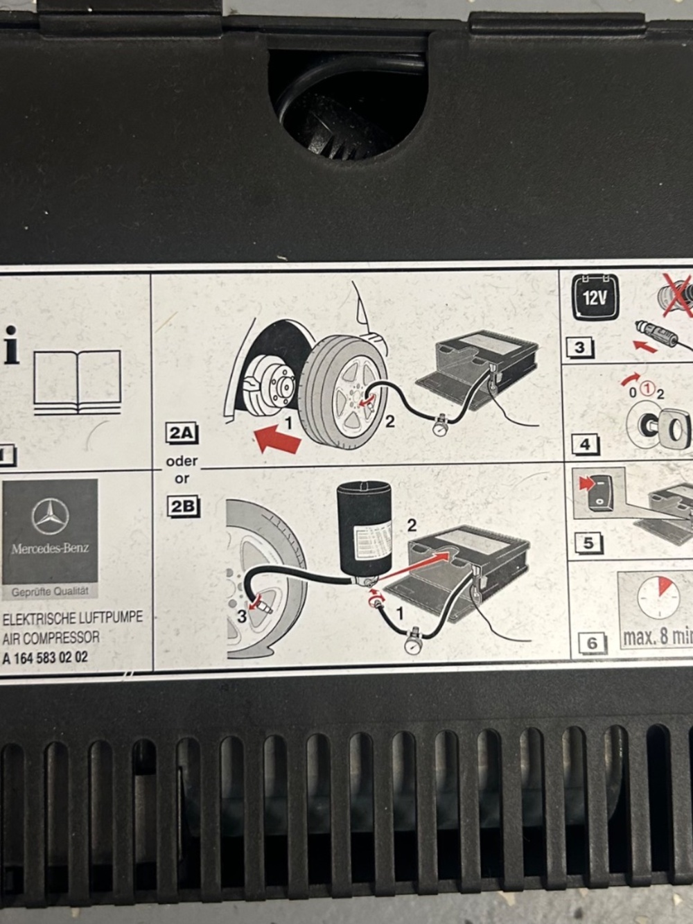 MERCEDES BENZ AIR COMPRESSOR A1645830202 Trunk Spare Tire Air Pump OEM - Picture 2 of 5